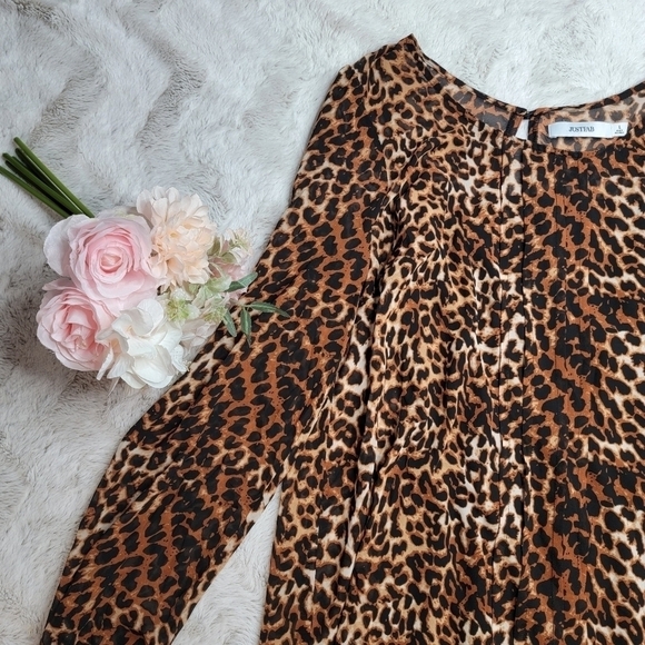 ✨️CL Just Fab Drop Waist Chiffon Dress In Leopard Size L - Picture 5 of 15